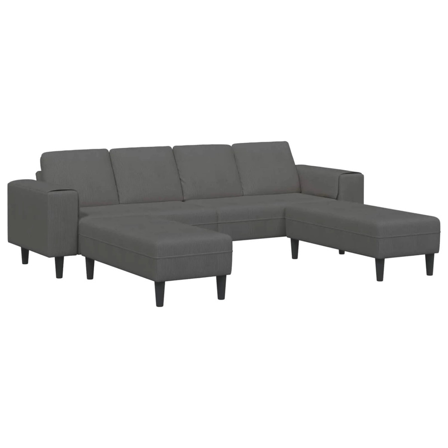 vidaXL Sofa in U-Form mit Kissen aus Cordstoff in Dunkelgrau, B/T/H: 250 x 188 x 76 cm - Bild 2