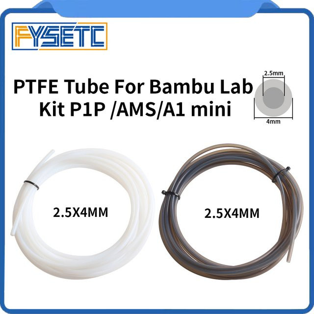 Bambu Lab PTFE Bowden-Extruder Rohr für P1P AMS und A1 mini 3D-Drucker, Weiß und Grau, ID 2,5 mm, OD 4 mm - Bild 1