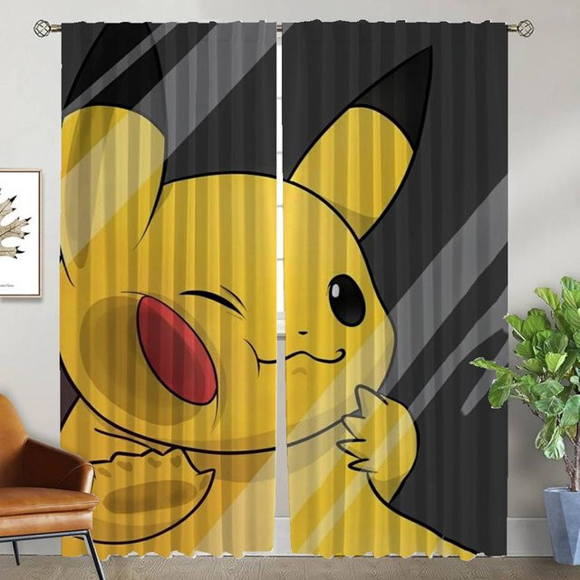 Elegante Raumvorhänge P-pokemones für Wohnzimmer und Küche, 2er-Set, Gelb, Breite: 132 cm, Höhe: 241 cm - Bild 1