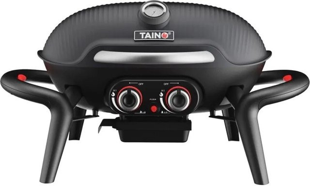 Taino Kenai Gasgrill Tischgrill Schwarz mit Thermometer und Piezo-Zündung aus Aluguss und Gusseisen - Bild 1