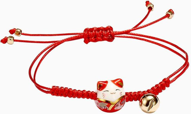 Lucky Star Jewelry Armband, rot, Keramik-Katzen-Anhänger, Damen - Bild 1