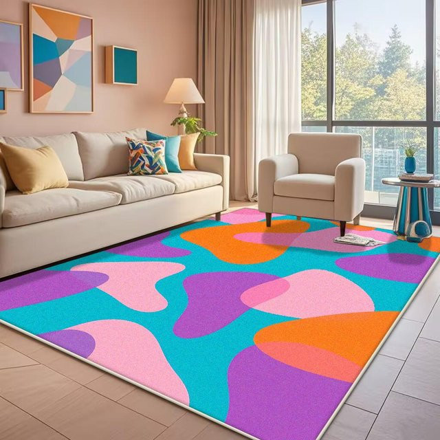 Moderner abstrakter Wohnzimmerteppich Karpetti in Mehrfarbig, pflegeleicht und rutschfest, B: 120 cm, L: 160 cm - Bild 1