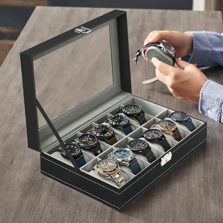 OAKCHARM Uhrenbox PU Leder, Glas Top, Herren - Bild 4