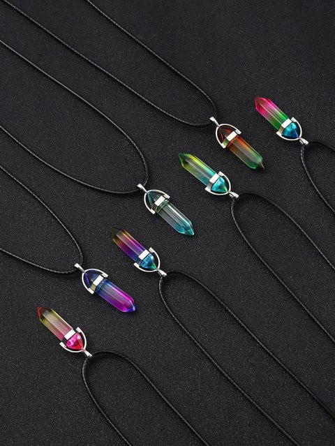 Lucky Star Jewelry Halsketten-Set, Kristall, Sechseckige Säule, Schwarz, Unisex - Bild 1