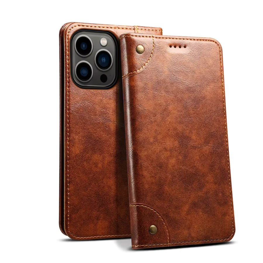 BSIDE Brieftasche Flip Handyhülle aus Leder für iPhone 17 Air 16 15 Plus 14 13 12 11 Pro X XS Max mit magnetischem Kartenhalter in Braun - Bild 6