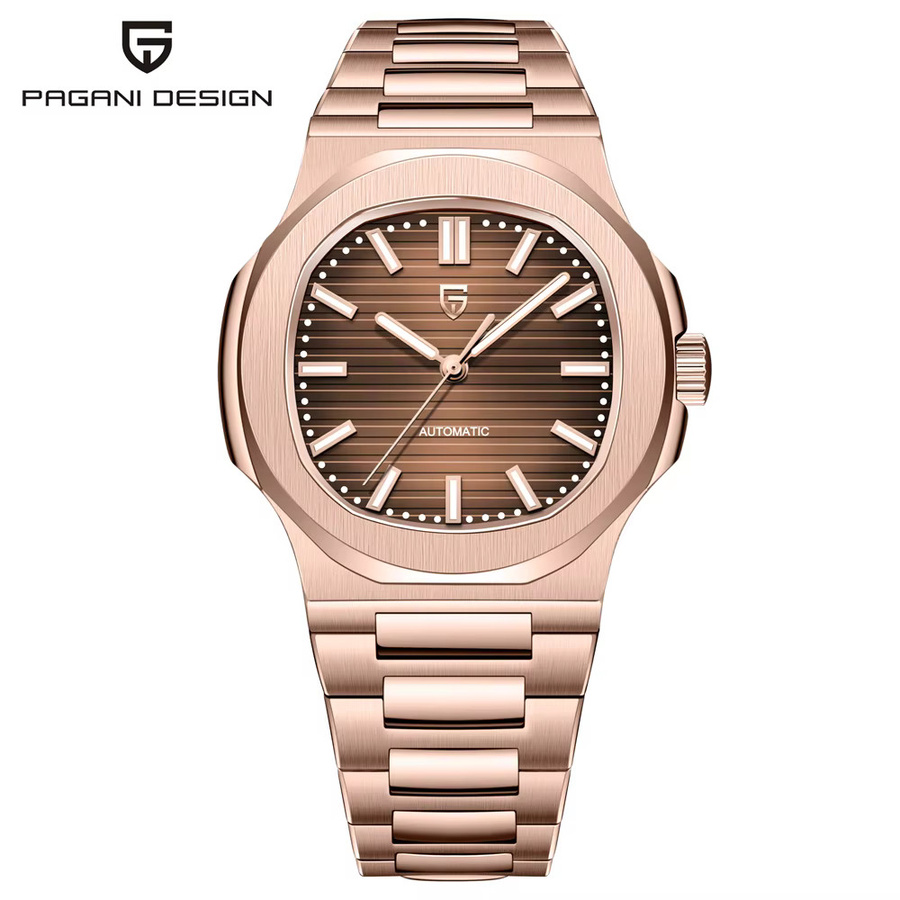 PAGANI DESIGN Armbanduhr Automatik, Edelstahl, Roségold, Blau, Herren - Bild 6