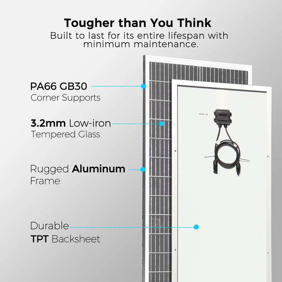xinpuguang Solarpanel-Set 200W bestehend aus 2 monokristallinen 100W Solarpanels und einem 20A Laderegler für 12V Kfz, AGM und Gelbatterien in Schwarz - Bild 4