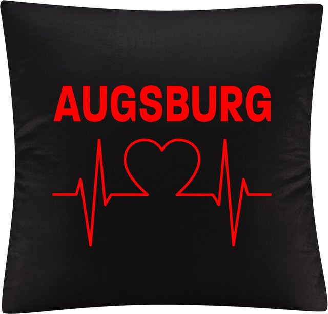 Kissenbezug multifanshop Augsburg Herzschlag Druck rot - Bild 1