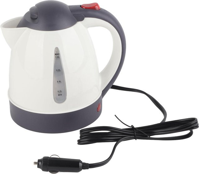 GoolRC Tragbarer Wasserkocher für Auto und LKW, 1000 ml, Weiß, Edelstahl und Kunststoff mit Abschaltautomatik - Bild 1
