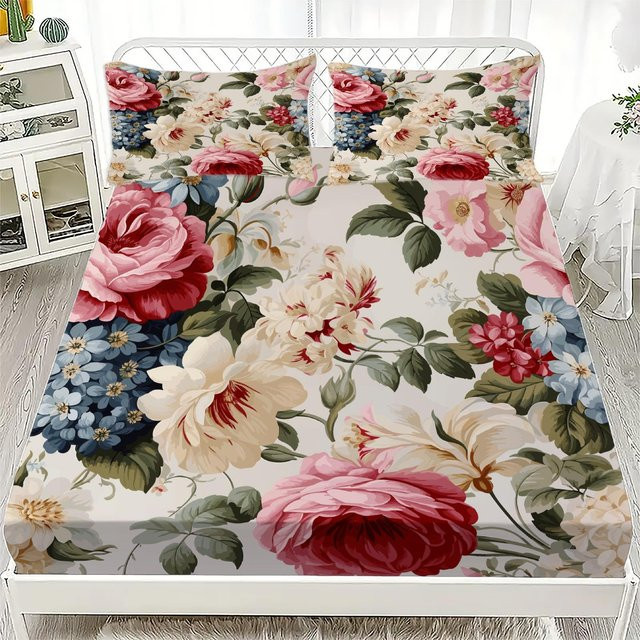 Lodestar Bettwäsche-Set mit 3D Flora Print für Kinder, Spannbettlaken und Kissenbezüge aus Mikrofaser, Mehrfarbig, B/T/H: 90 x 200 x 25 cm - Bild 1