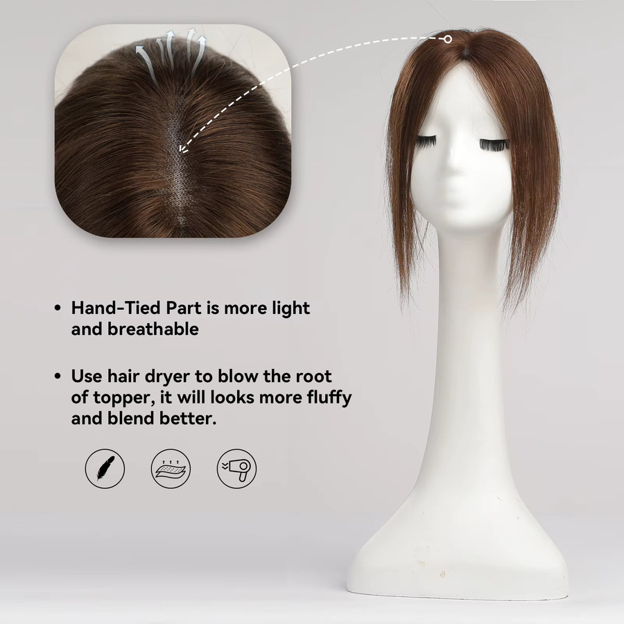 HAIRCUBE Haaraufsatz, Dunkelbraun, 100 % Remy-Echthaar, Damen, 30,5 cm - Bild 3