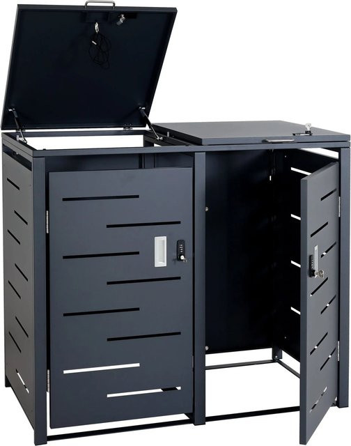 PROREGAL Mülltonnenbox 2er Erweiterbar Anthrazit B/T/H: 103 x 63 x 115 cm - Bild 1