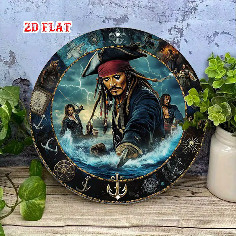 Potdemiel Jack Sparrow Rundes Aluminiumschild Rustikale Metallwandkunst Durchmesser: 20,0 cm - Bild 3