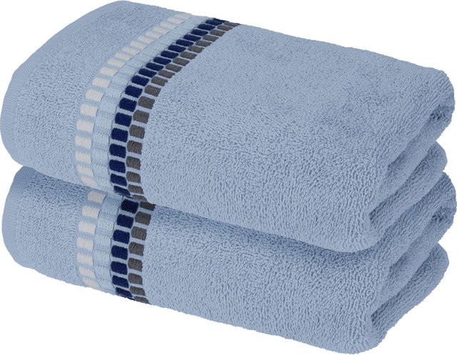 LIVARNO Handtuch Fashion Bordüre aus Baumwolle, 2er Pack, Hellblau, B: 50 cm, L: 100 cm, 500 g/m² - Bild 1