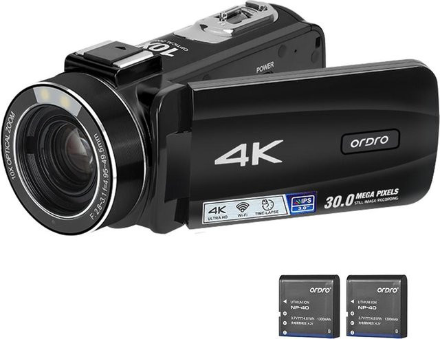 ORDRO HDR-Z88 4K Digitale Videokamera mit 30MP, Camcorder mit 3,0 Zoll IPS Touch Panel und Wi-Fi, Schwarz - Bild 1