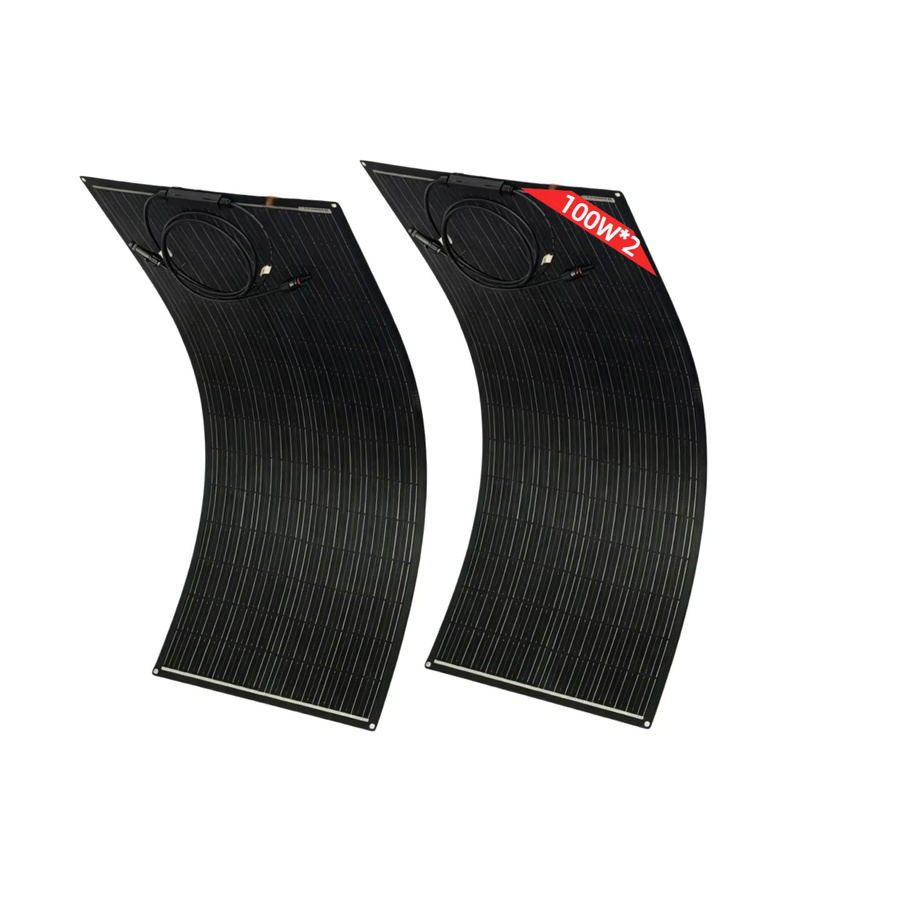 JINGYANGPV 200W Flexibles Solarpanel Set aus 2x 100W Monokristallinen ETFE Solarzellen in Schwarz für Boote, Wohnmobile und 12V Batterien - Bild 7