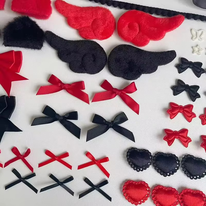 Tani Mi DIY Handwerk Material Kit für Itabag Dekoration in Schwarz und Rot mit Spitze für Taschen, Abzeichen und Kartenhalter - Bild 3