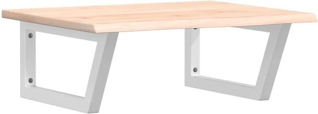 vidaXL Waschtischplatte aus Massivholz Eiche mit Stahlhalterung in Braun und Weiß - Bild 1