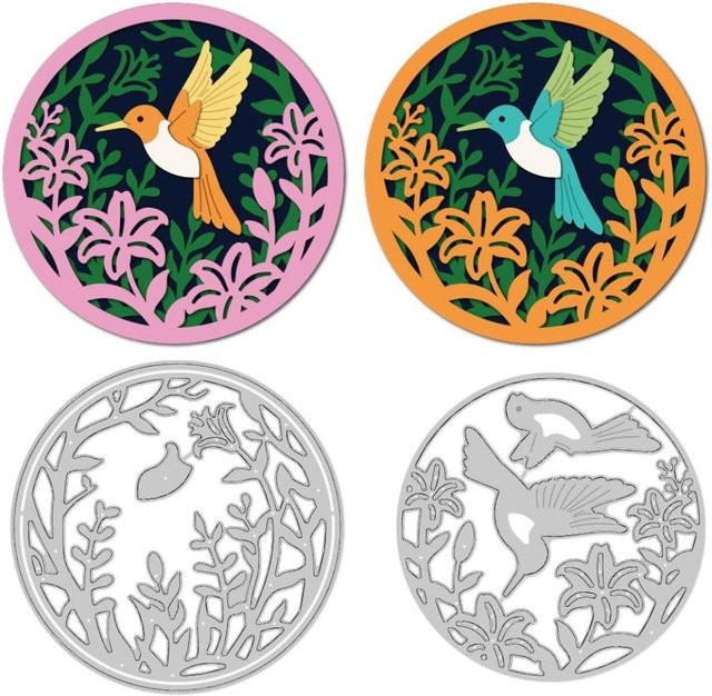 Kolibri Blumen Stanzform aus Kohlenstoffstahl für Scrapbooking und Kartenherstellung, Mehrfarbig - Bild 1