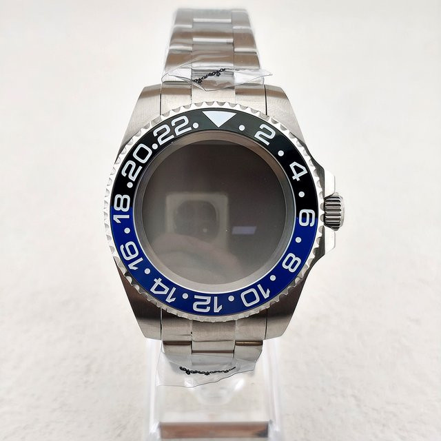 OUMASHI Uhrengehäuse Edelstahl, Silber, 44 mm, Keramik Lünette, Saphirglas - Bild 1