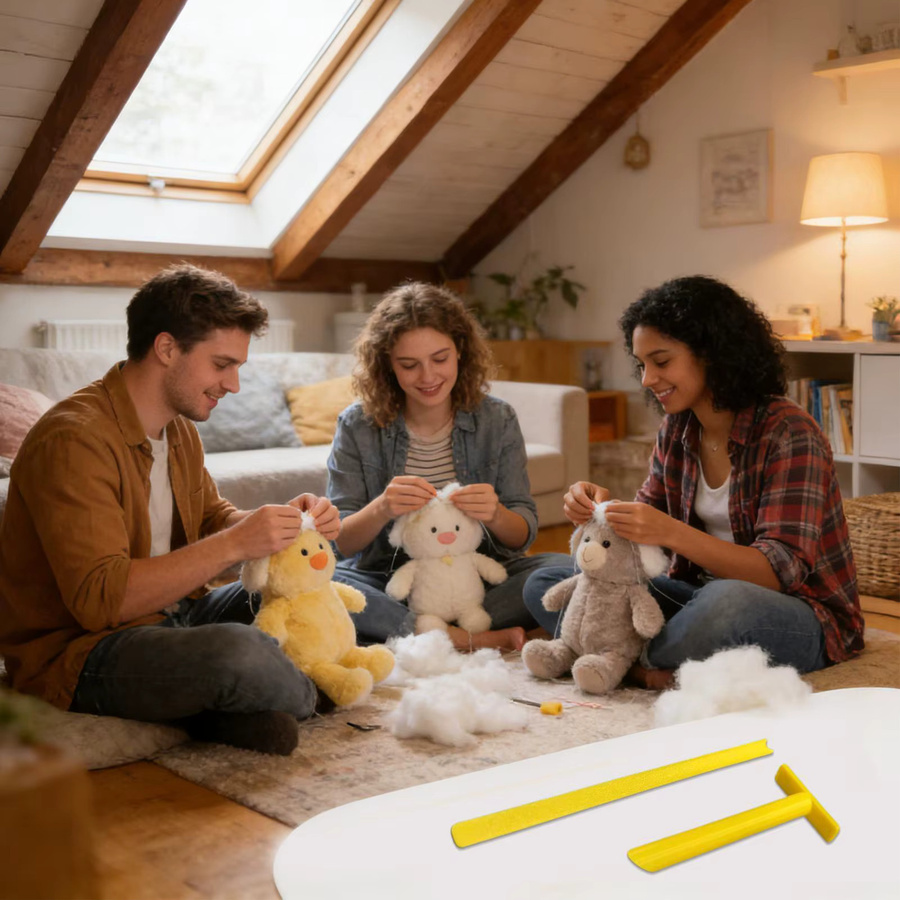 Gelbes Füllwerkzeug aus Kunststoff für Stofftiere und DIY-Bastelprojekte - Bild 4