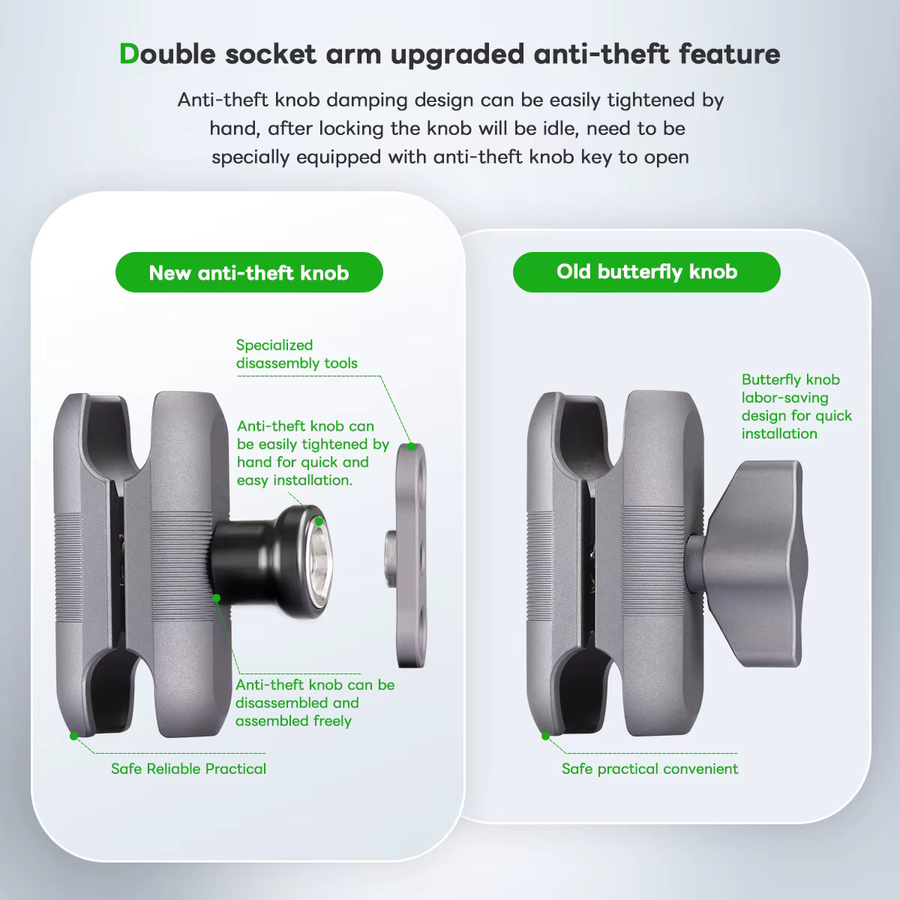 FANAUE Handyhalter aus Aluminiumlegierung mit Kugelkopf-Pleuelstange und Diebstahlschutz, kompatibel mit 25 mm Kugelkopf-Zubehör - Bild 2