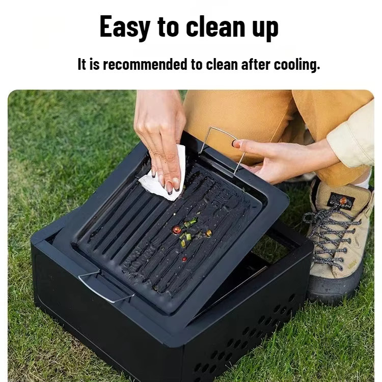 Quadratischer Holzkohlegrill für Outdoor und Camping in Schwarz oder Weiß, Tischgrill geschlossen, B/T/H: 31,0 x 31,0 x 15,5 cm - Bild 4