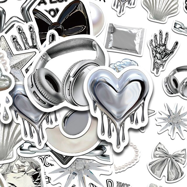 30 Stück Silber Ästhetische Cartoon Aufkleber für DIY Dekoration von Telefon, Sammelalbum und Koffer - Bild 1