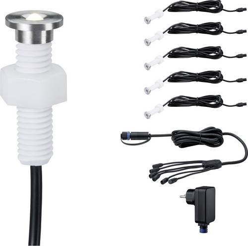 Paulmann Plug & Shine MicroPen II LED-Außeneinbauleuchten Starter-Set in Silber aus Edelstahl mit warmweißem Licht, 5er Set - Bild 3