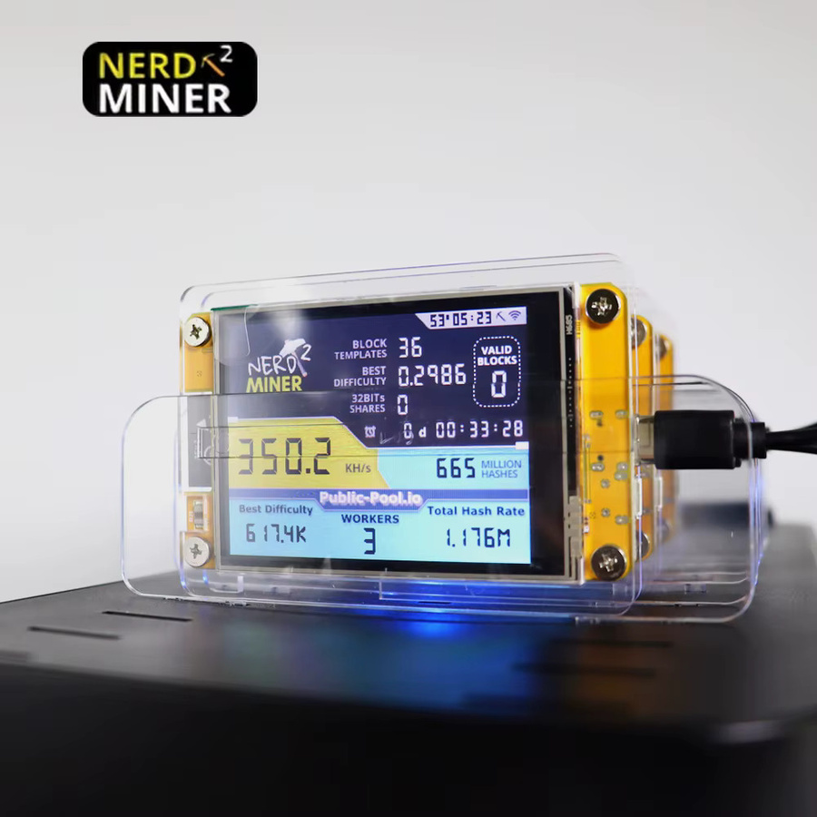 Lucky Miner LV04 Bitcoin NerdMiner V2 Solo Miner mit 2,8 Zoll Display, 350KH/s SHA-256 Home BTC Mini Crypto Miner, Multicolor - Bild 3