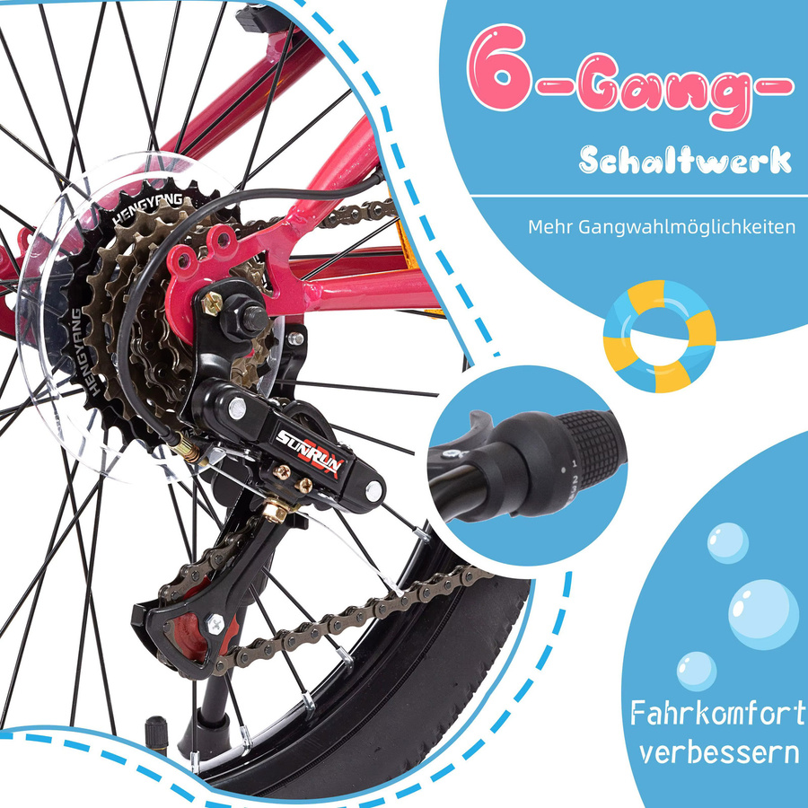 Sinaopus Kinderfahrrad, 20-Zoll-Mountainbike, 6-Gang, für Jungen und Mädchen im Alter von 6–9 Jahren - Bild 2