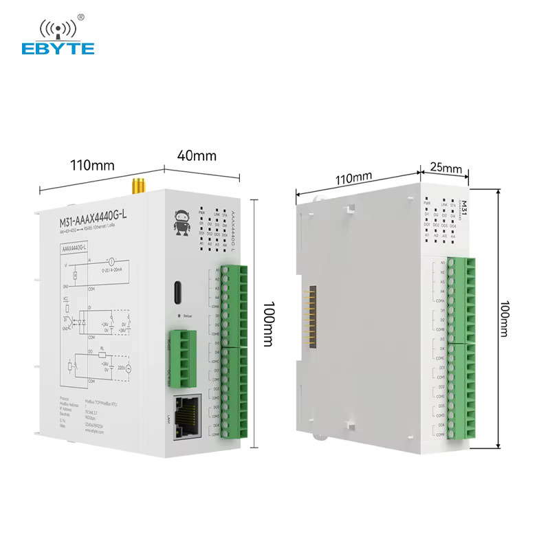 EBYTE M31-Lora-Serie LoRa 400/900 MHz verteiltes ferngesteuertes IO-Modul in Weiß mit Modbus TCP RTU RJ45 RS485 und Ethernet/LAN - Bild 1