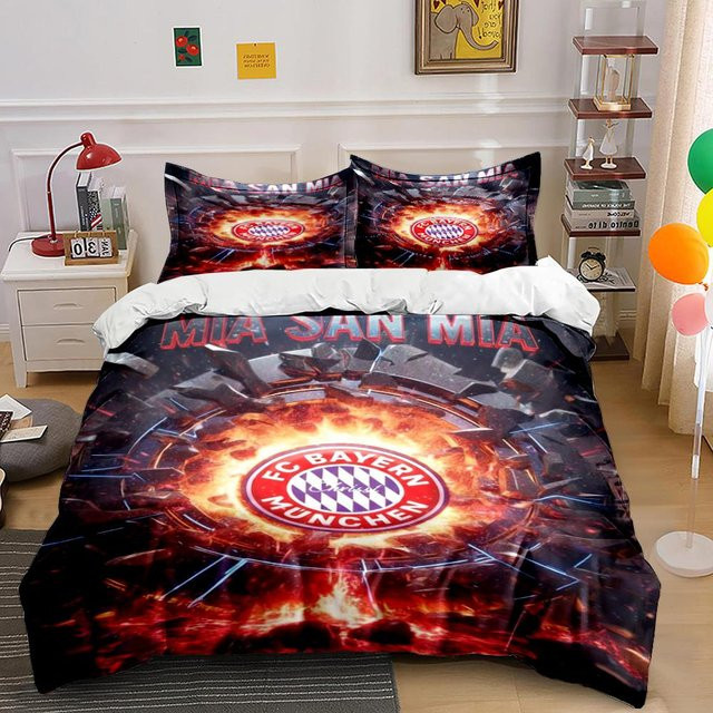 FC Bayern München Bettwäscheset Peachy Hug in Schwarz, bestehend aus 1 Bettbezug und 2 Kissenbezügen, B/T/H: 135 x 200 cm - Bild 1