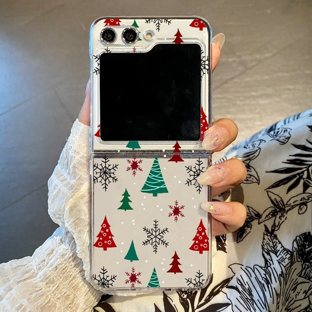 Frohe Weihnachten Handyhülle aus hartem PC für Samsung Galaxy Z Flip 6, Z Flip 5, Z Flip 4 und Z Flip 3, transparent/multicolour - Bild 1
