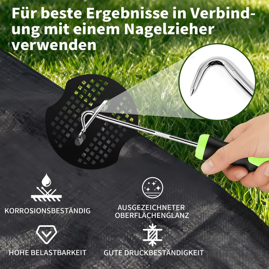 Verzinkte U-förmige Erdanker aus Metall mit 100 Unterlegscheiben für Garten, Mulch und Kunstrasen, Silber, 200 Stück, B/H/T: 15 x 3 x 0,3 cm - Bild 3