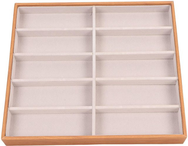 TOMTOP Brillen-Organizer aus Holz mit 10 Fächern für Sonnenbrillen, Weiß - Bild 1