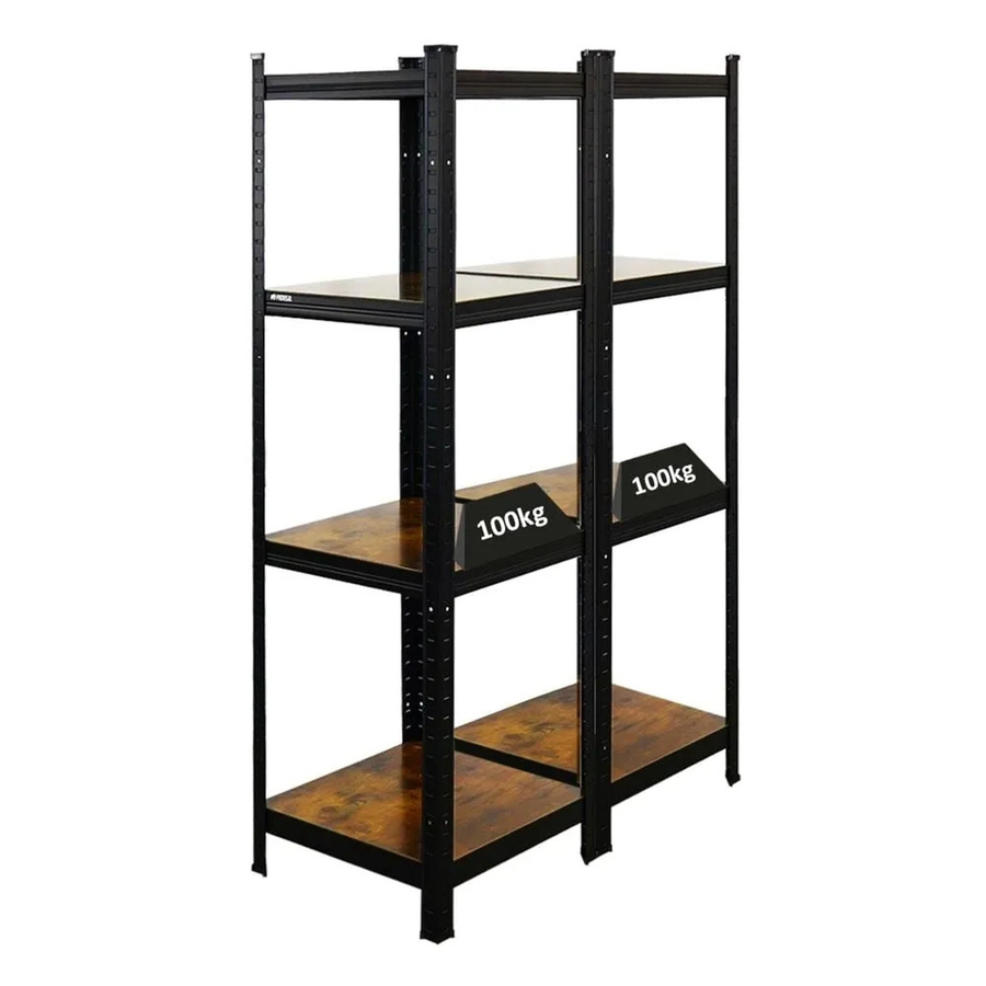 PROREGAL 2er Set Vintage Series Schwerlastregal Ragnar in Vintagebraun-Schwarz, H 150 cm x B 45 cm x T 45 cm - Bild 2