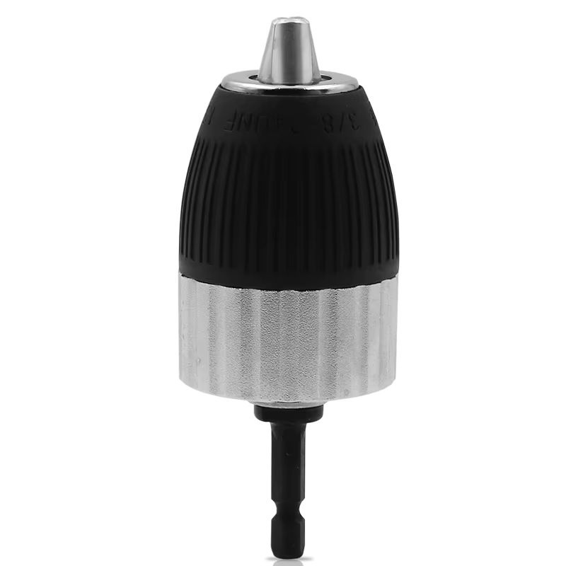 JIGONG Schlüsselloser Bohrfutter-Adapter mit Sechskantschaft und 3/8-24UNF Gewinde, Spannbereich 2-13 mm, Farbe: Silber - Bild 3
