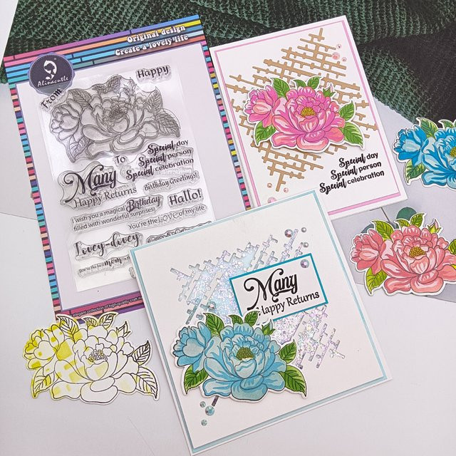 Alinacutle Blumen Stempel und Metall Stanzform Set für Scrapbooking und Handarbeit in Transparent und Metall - Bild 1