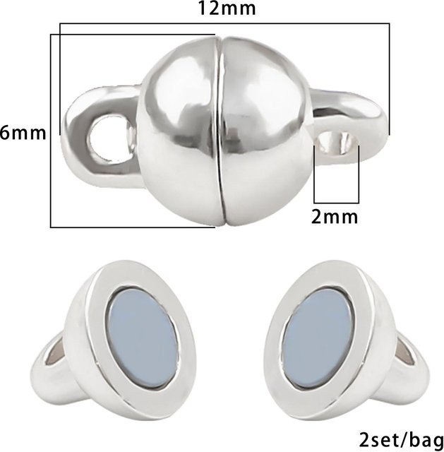 Beadia Accessories Magnetischer Rhodium End Verschluss, 12x6mm, Silber - Bild 1