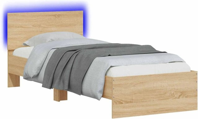 vidaXL Bettgestell mit LED-Unterbettbeleuchtung in Sonoma-Eiche, B/T/H: 80 x 200 cm - Bild 1