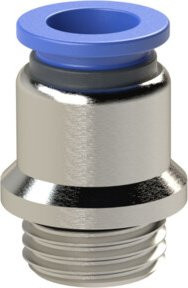 Riegler Gerade Steckverschraubung Blaue Serie, rund, G 3/8, Durchmesser: 16 mm, Blau/Silber - Bild 1