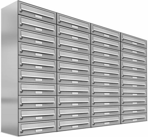 AL Briefkastensystem für 40 Parteien, Aufputzmontage, silberfarben, B/H/T: 153,2 x 115 x 27,5 cm - Bild 1