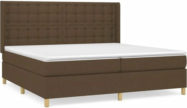vidaXL Boxspringbett Hybrid mit Matratze und Kopfteil, Braun, B/T/H: 203 x 203 x 118 cm - Bild 1