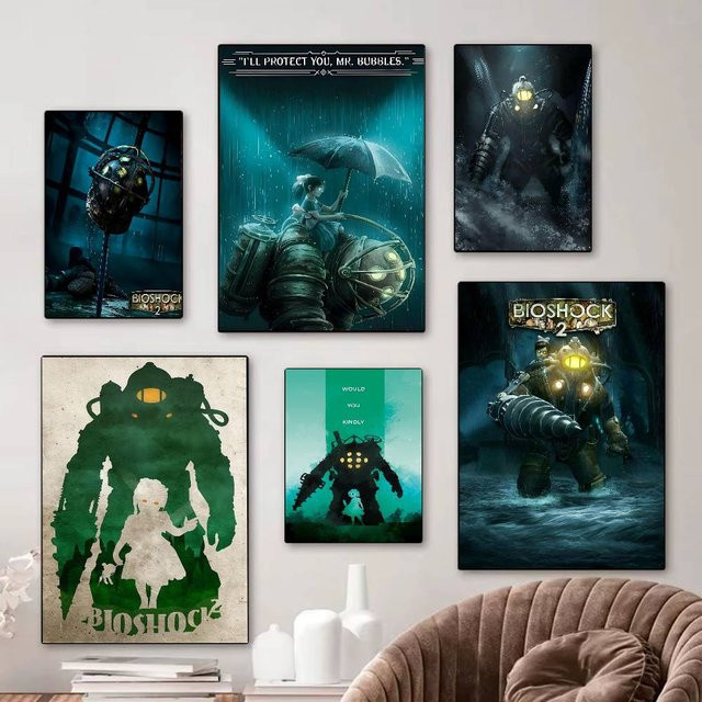 BioShock Retro Wandkunst Poster aus Kraftpapier für deine DIY Raumdekoration in Mehrfarben - Bild 1