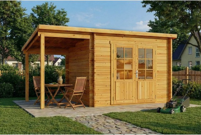 Alpholz Gartenhaus Maria-28 in Natur mit Schleppdach, Blockbohlenbauweise, B: 300 cm, T: 250 cm, H: 250 cm - Bild 1