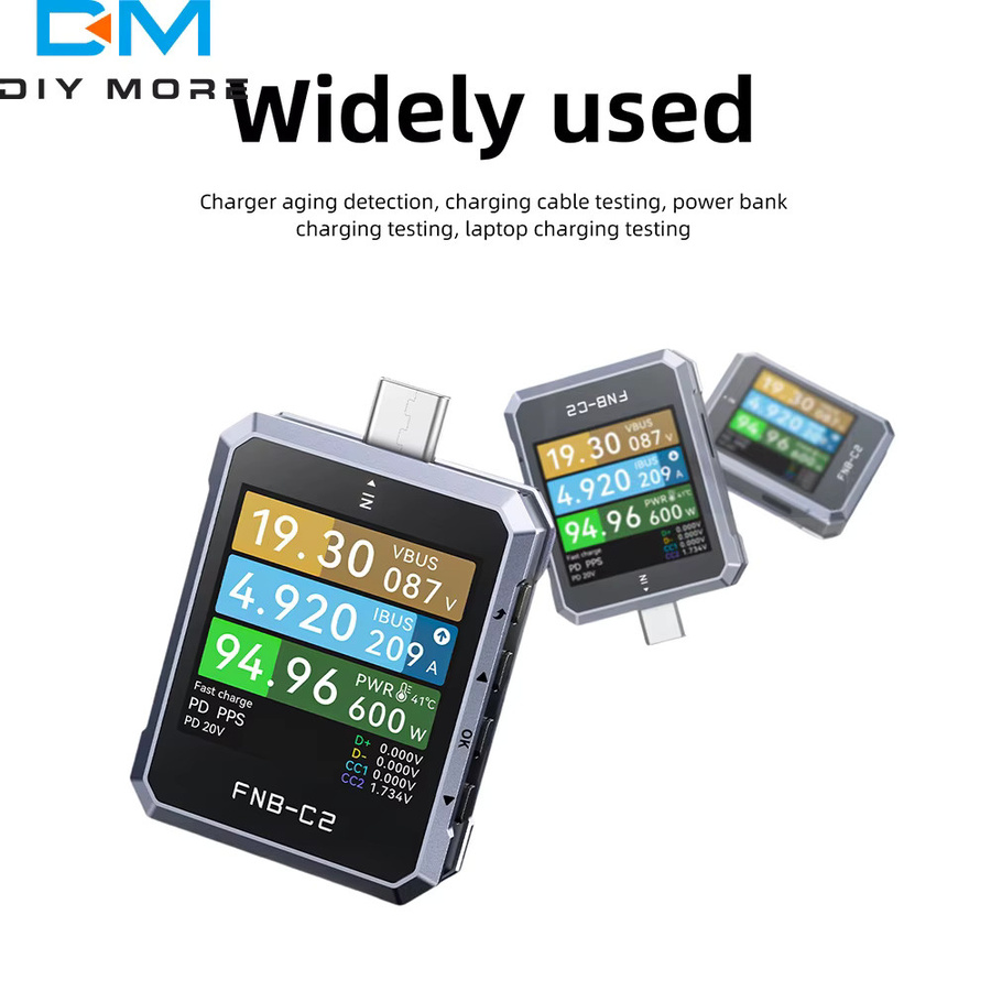 FNIRSI FNB-C2 Typ-C Schnellladetester mit PD3.1 bis 240W Leistung, Digitales Ammeter und Voltmeter für Ladegeräte, Powerbanks und Smartphones - Bild 3