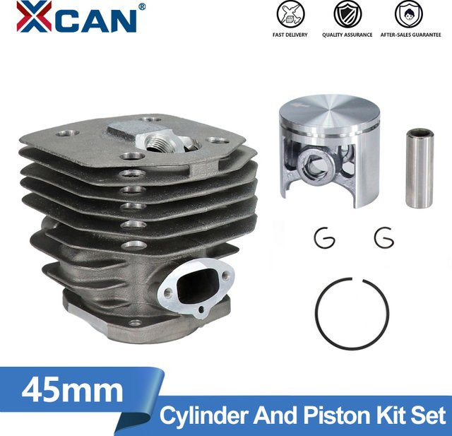 Xcan Zylinder- und Kolbensatz für Husqvarna 154 154xp 254 254xp Kettensägen, Farbe: Silber, Durchmesser: 45 mm - Bild 1