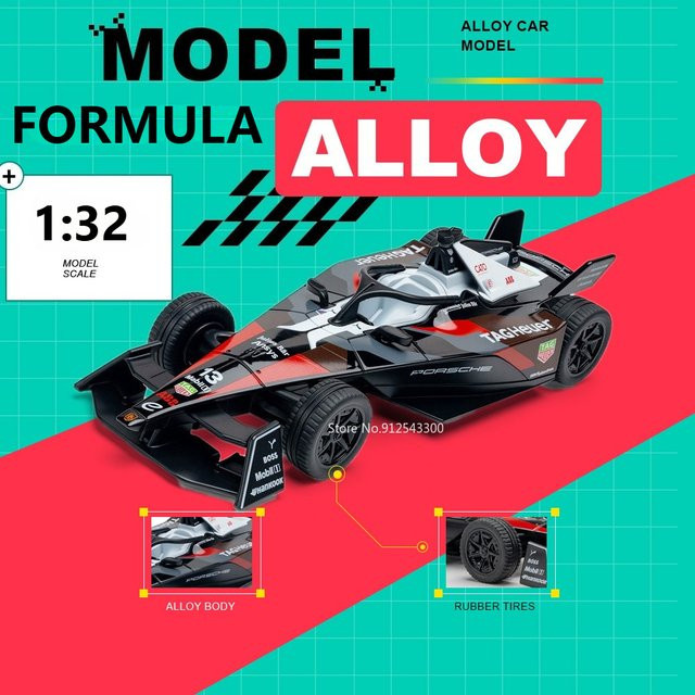 RMZ city Formel F1 Rennwagen-Modell, 1:32 Maßstab, Metall, Gummi, Rot - Bild 1