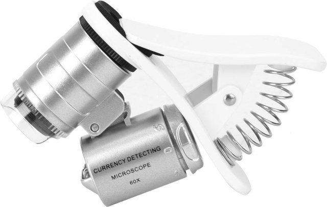 TOMTOP Lupe, Mini-Mikroskop-Taschenlupe, LED, silver - Bild 1